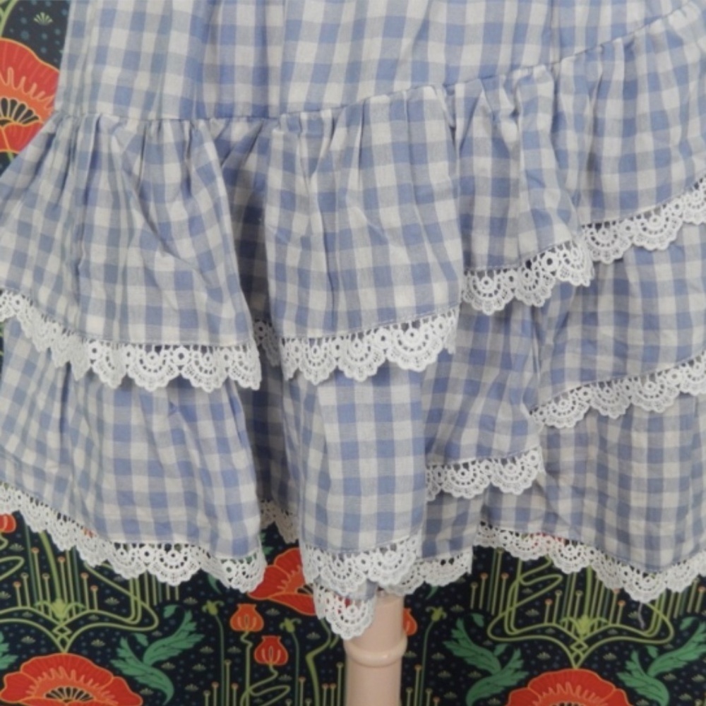 The Shirt Rochelle Behrens Brigitte Blue White Gingham Mini Dress - Picture 6 of 8